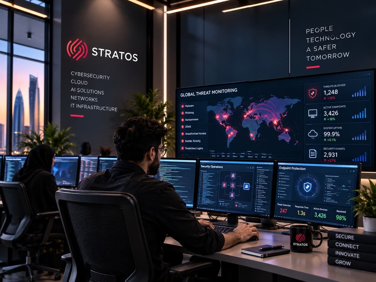 Stratos Info Tech engineer reviewing a connected system