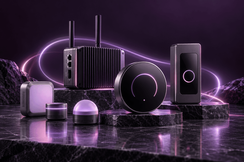 A smart hub, IoT sensors, a smart dial controller and a wall panel