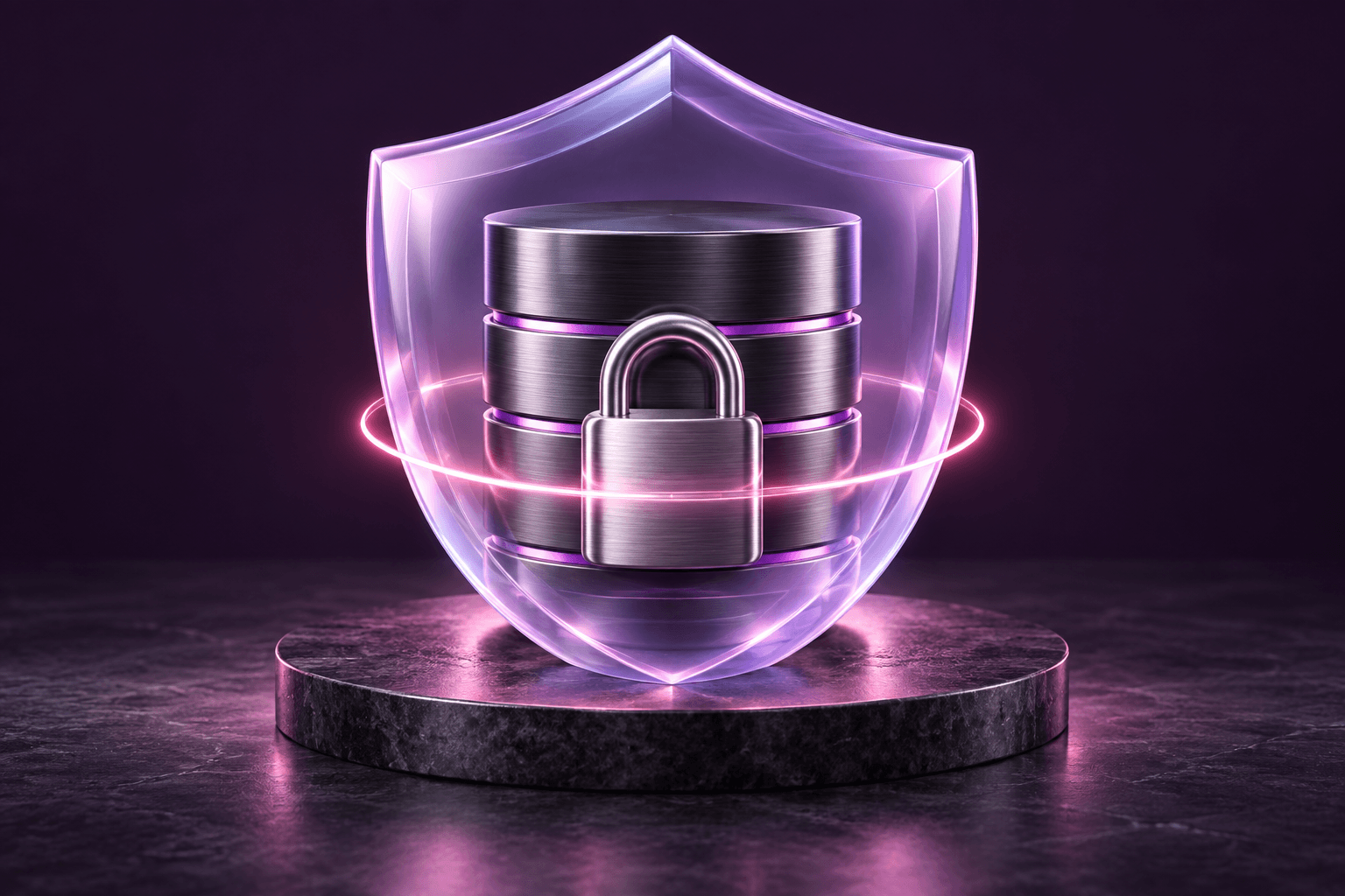 A shield protecting a locked database