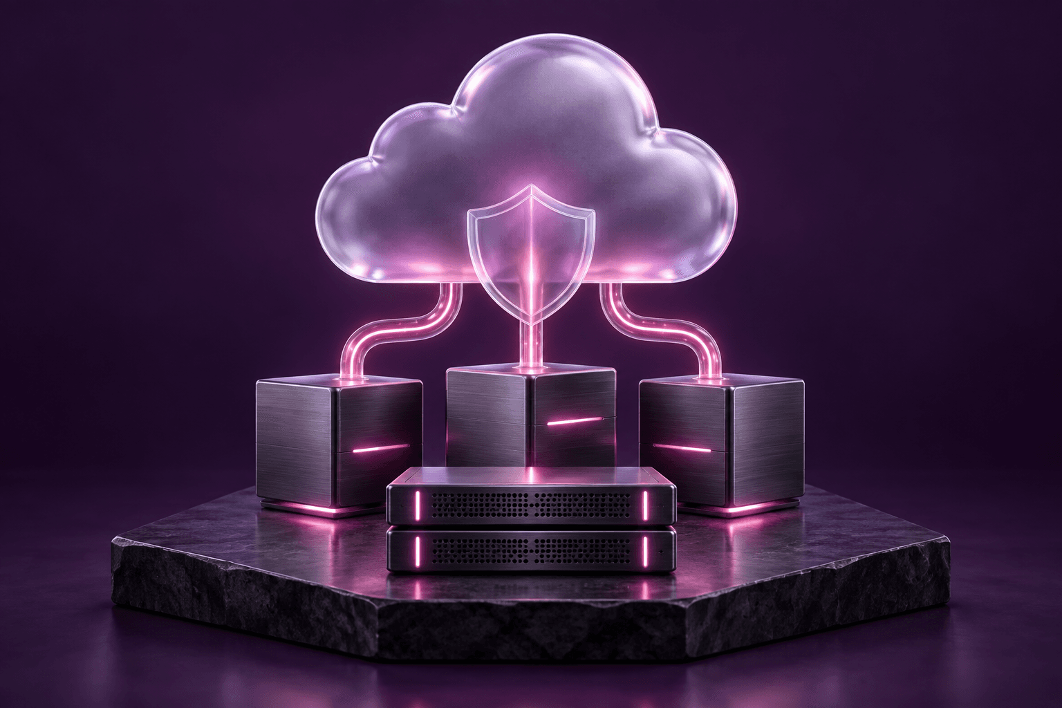 A cloud platform with a shield connected to protected server workloads