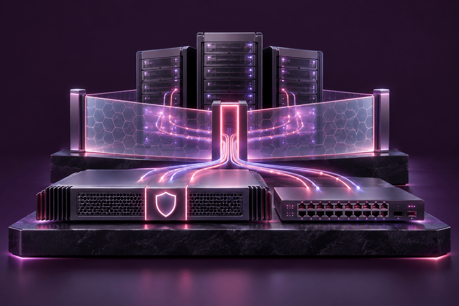 A firewall appliance protecting server infrastructure behind a honeycomb perimeter wall